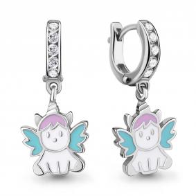Серебряные серьги AQUAMARINE А46831А с фианитом А46831А фото