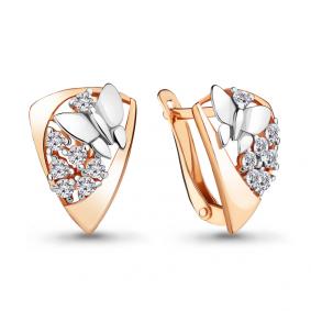 Серьги из золочёного серебра AQUAMARINE А46899А-пк с фианитом А46899А-пк фото