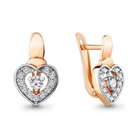Серьги из золочёного серебра AQUAMARINE А46969А-п с фианитом А46969А-п фото