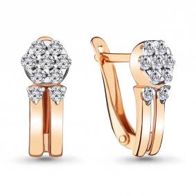 Серьги из золочёного серебра AQUAMARINE А46971А-п с фианитом А46971А-п фото