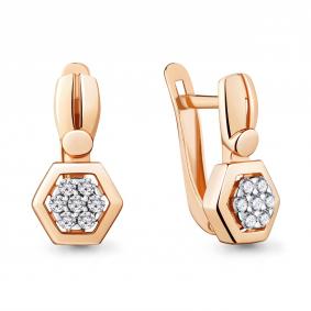 Серьги из золочёного серебра AQUAMARINE А46972А-п с фианитом А46972А-п фото