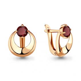Серьги из золочёного серебра AQUAMARINE А4700503-п с гранатом А4700503-п фото