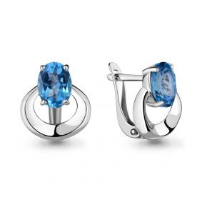 Серебряные серьги AQUAMARINE А4700705 с топазом А4700705 фото