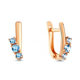 Серьги из золочёного серебра AQUAMARINE А4701305-п с топазом А4701305-п фото