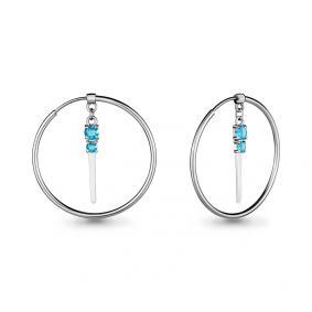 Серебряные серьги AQUAMARINE А4701605 с топазом А4701605 фото
