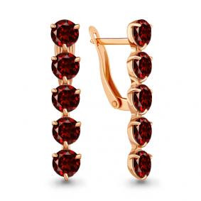 Серьги из золочёного серебра AQUAMARINE А4706803-п с гранатом А4706803-п фото