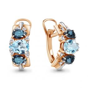 Серьги из золочёного серебра AQUAMARINE А47083600А-пк с топазом, фианитом и Лондон топазом А47083600А-пк фото