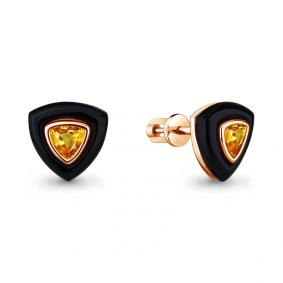 Серьги из золочёного серебра AQUAMARINE А4712806-п с цитрином и керамикой А4712806-п фото