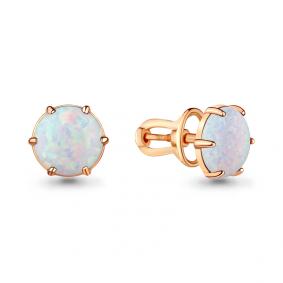 Серьги из золочёного серебра AQUAMARINE А4714298-п с опалом А4714298-п фото