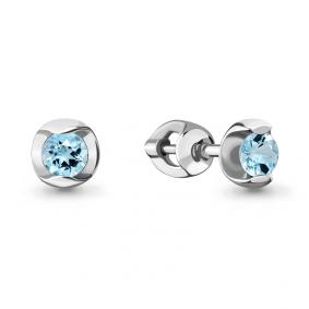 Серебряные серьги AQUAMARINE А4715502 с топазом А4715502 фото