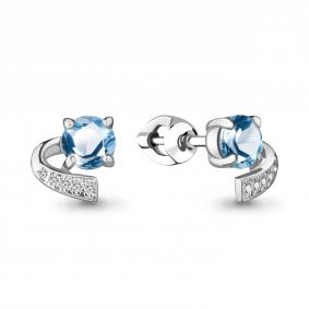 Серебряные серьги AQUAMARINE А4717905А с топазом и фианитом А4717905А фото
