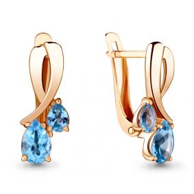 Серьги из золочёного серебра AQUAMARINE А4721505-п с топазом А4721505-п фото