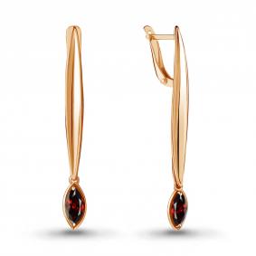 Серьги из золочёного серебра AQUAMARINE А4721903-п с гранатом А4721903-п фото