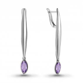 Серебряные серьги AQUAMARINE А4721904 с аметистом А4721904 фото