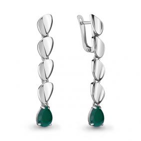 Серебряные серьги AQUAMARINE А4722509 с агатом А4722509 фото