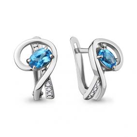 Серебряные серьги AQUAMARINE А4723605А с топазом и фианитом А4723605А фото