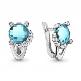 Серебряные серьги AQUAMARINE А4725088А с фианитом и турмалином А4725088А фото