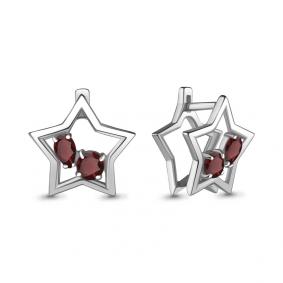 Серебряные серьги AQUAMARINE А4733303 с гранатом А4733303 фото