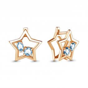 Серьги из золочёного серебра AQUAMARINE А4733305-п с топазом А4733305-п фото