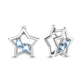 Серебряные серьги AQUAMARINE А4733305 с топазом А4733305 фото