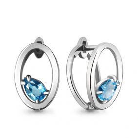 Серебряные серьги AQUAMARINE А4733405 с топазом А4733405 фото