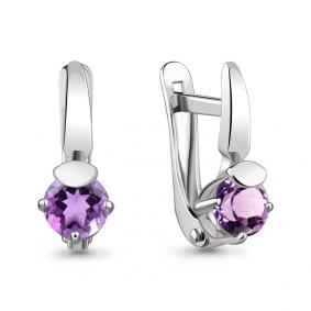 Серебряные серьги AQUAMARINE А4735804 с аметистом А4735804 фото