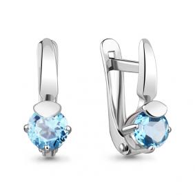 Серебряные серьги AQUAMARINE А4735805 с топазом А4735805 фото