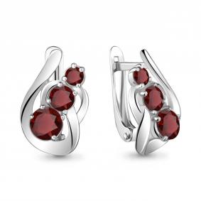 Серебряные серьги AQUAMARINE А4736403 с гранатом А4736403 фото