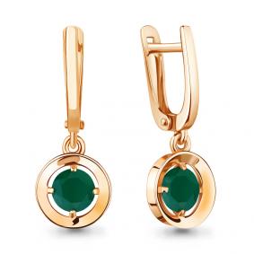 Серьги из золочёного серебра AQUAMARINE А4736709-п с агатом А4736709-п фото