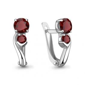 Серебряные серьги AQUAMARINE А4737703 с гранатом А4737703 фото
