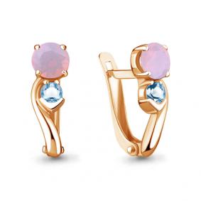 Серьги из золочёного серебра AQUAMARINE А47377612-п с топазом, опалом и миксом камней А47377612-п фото
