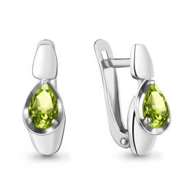 Серебряные серьги AQUAMARINE А4738307 с хризолитом А4738307 фото