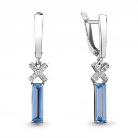 Серебряные серьги AQUAMARINE А4739192А с топазом и фианитом А4739192А фото