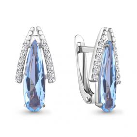 Серебряные серьги AQUAMARINE А4739592А с топазом и фианитом А4739592А фото