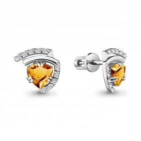 Серебряные серьги AQUAMARINE А4740506А с фианитом и цитрином А4740506А фото