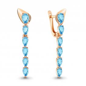 Серьги из золочёного серебра AQUAMARINE А4740705-п с топазом А4740705-п фото