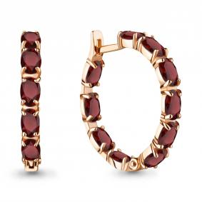 Серьги из золочёного серебра AQUAMARINE А4742403-п с гранатом А4742403-п фото