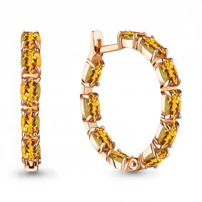 Серьги из золочёного серебра AQUAMARINE А4742406-п с цитрином А4742406-п фото