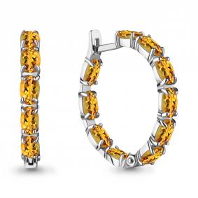 Серебряные серьги AQUAMARINE А4742406 с цитрином А4742406 фото