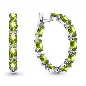 Серебряные серьги AQUAMARINE А4742407 с хризолитом А4742407 фото