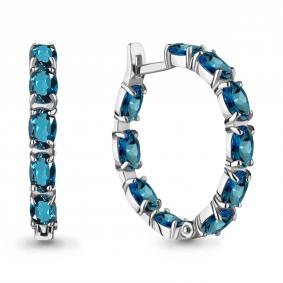 Серебряные серьги AQUAMARINE А4742408 с Лондон топазом А4742408 фото