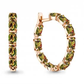 Серьги из золочёного серебра AQUAMARINE А4742419-п с султанитом А4742419-п фото