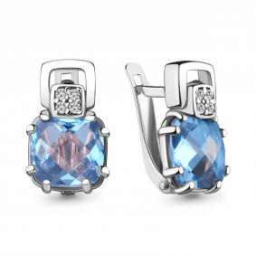 Серебряные серьги AQUAMARINE А4742792А с топазом и фианитом А4742792А фото