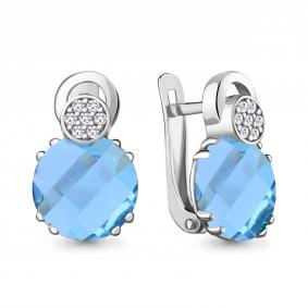 Серебряные серьги AQUAMARINE А4742888А с фианитом и турмалином А4742888А фото