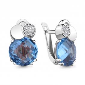 Серебряные серьги AQUAMARINE А4742992А с топазом и фианитом А4742992А фото