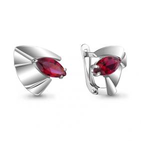 Серебряные серьги AQUAMARINE А47439604 с рубиновым корундом А47439604 фото