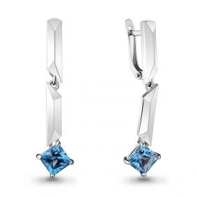 Серебряные серьги AQUAMARINE А4744805 с топазом А4744805 фото