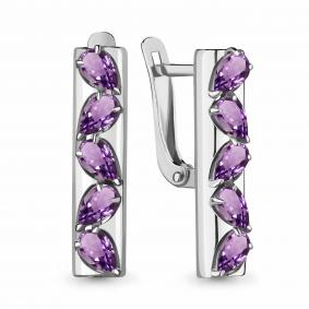 Серебряные серьги AQUAMARINE А4746404 с аметистом А4746404 фото
