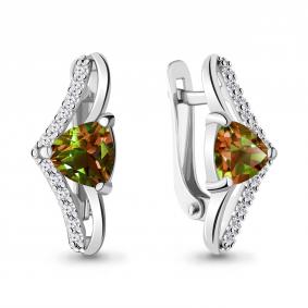 Серебряные серьги AQUAMARINE А4748219А с фианитом и султанитом А4748219А фото