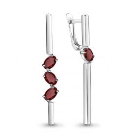 Серебряные серьги AQUAMARINE А4748603 с гранатом А4748603 фото